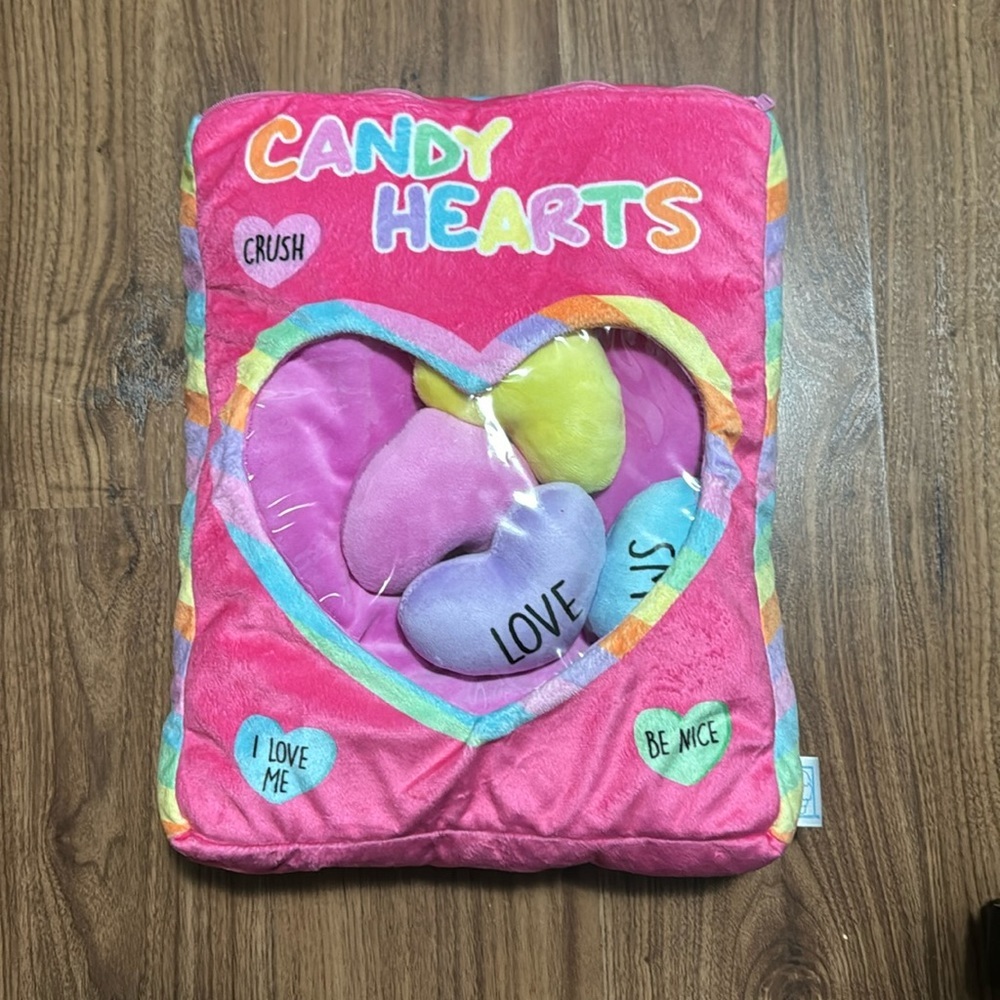 Candy hearts plush stuffed animal with 4 removable candy hearts